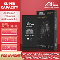 PINZHENG Real High Capacity Battery For iPhone 5S SE 6 6S 7 8 Plus X Xr Xs Max Phone Replacement Bateria Warranty One Year