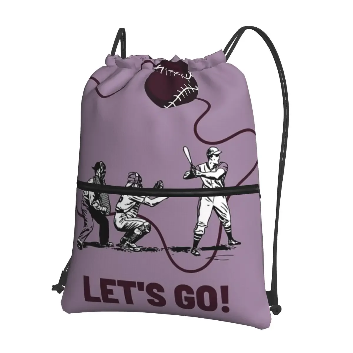 

Baseball With Friends Violet Portable Backpacks Drawstring Bag Fashion Drawstring Bundle Pocket Storage Bags For Travel Sport