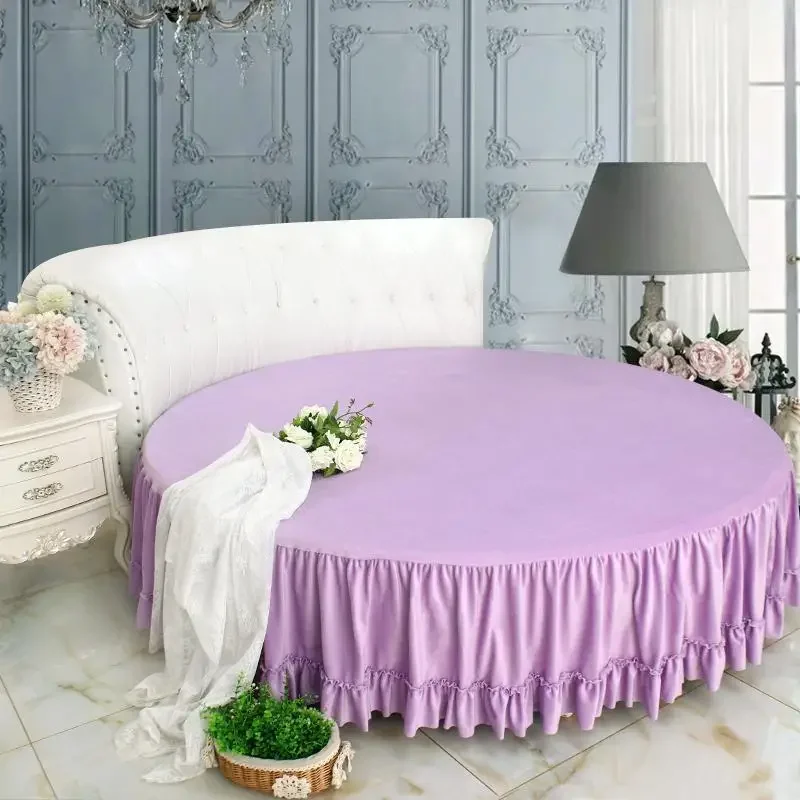 Winter Velvet for Round bed 200cm/220cm Solid Bed skirt Coral fleece Cover Bedspreads for home Round fitted sheet 5