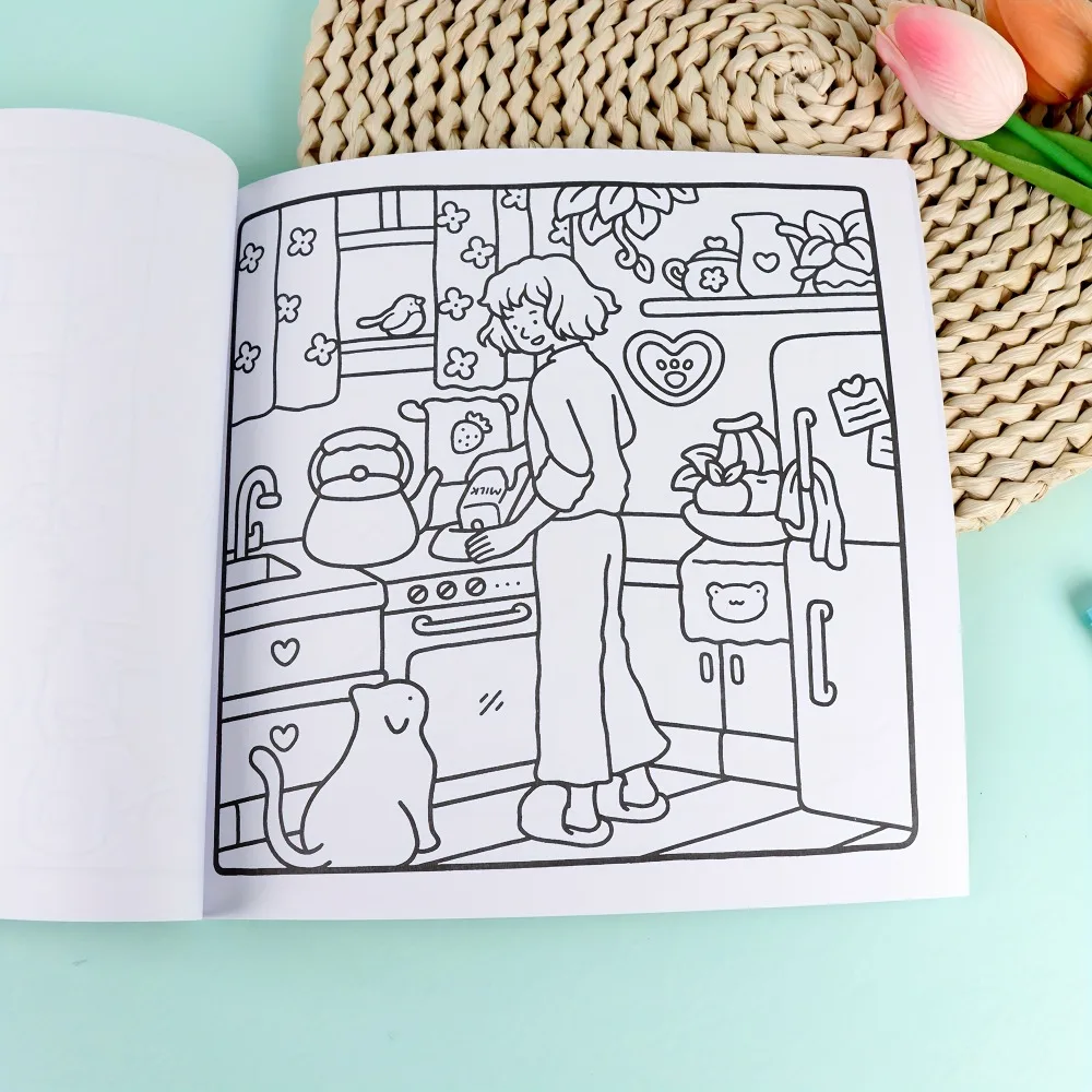 Into the Garden: Bold Simple Adult Coloring Book with Relaxing Plants Flowers Adorable Animals for Stress Relief Creativity 4