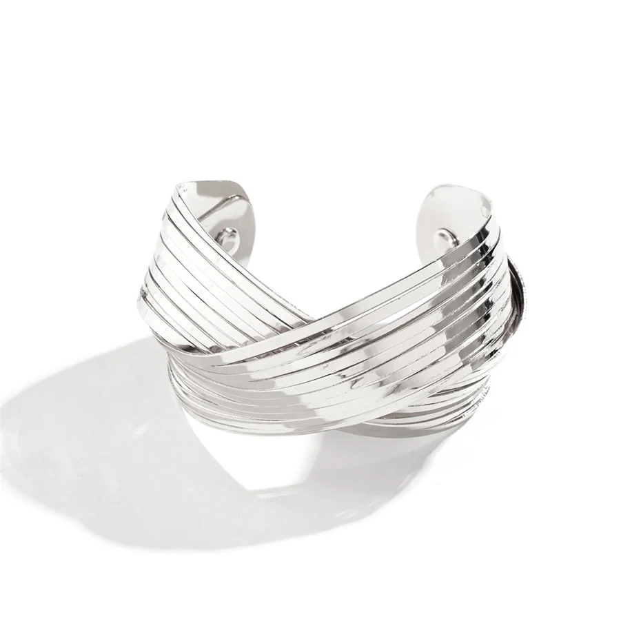 High Quality Goth Cross Wide Open Cuff Bangle for Women Statement Heavy Metal Arm Bracelet Pulseras Grunge Jewelry Steampunk Men