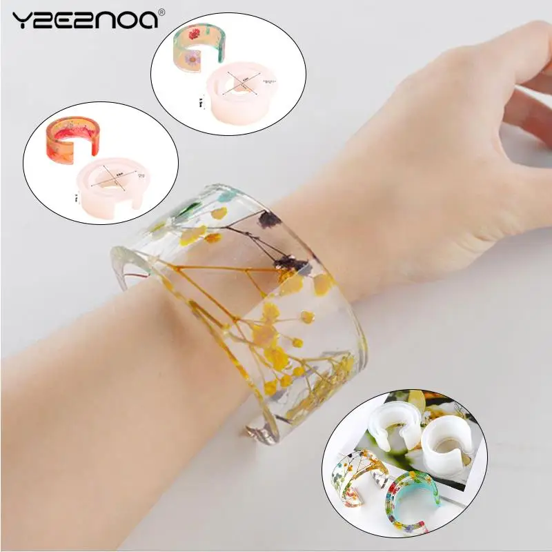 Dry Flower Epoxy Resin Mold Egg Shaped Bracelet Silicone Mould Open Design Bangle Mould Hand Resin Craft Jewelry Making Mold