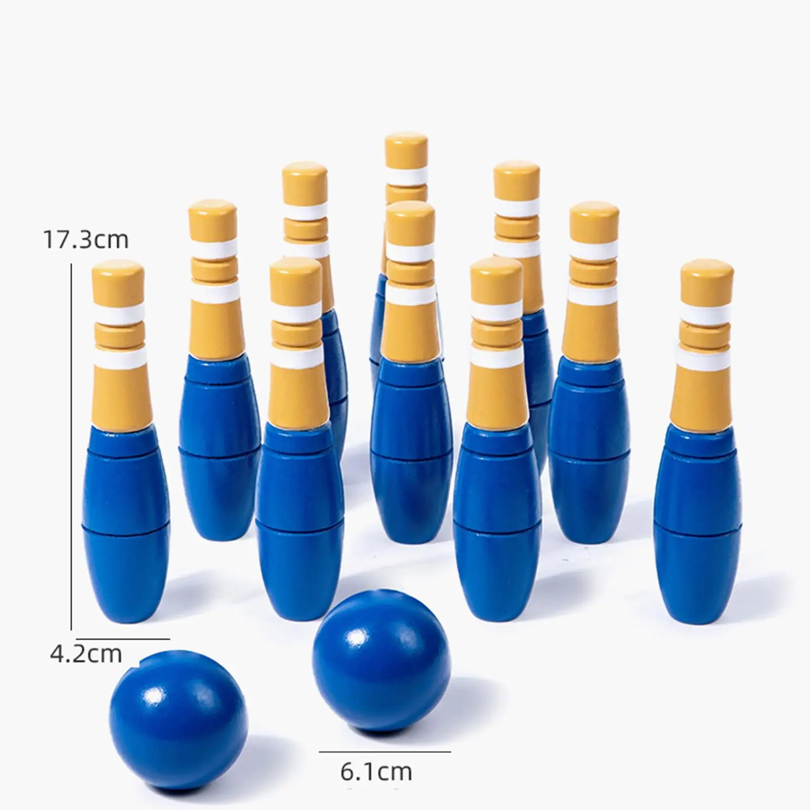 10x Wood Bowling Set Lawn Bowling Skittles and Carrying Bag Mini Pins Kids Toy for Indoor Outdoor Backyard