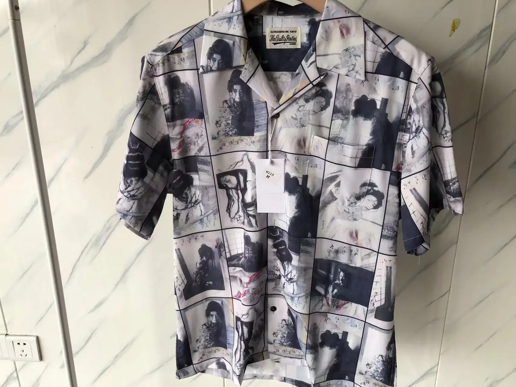 

Высокое качество 1:1 Гавайская пляжная рубашка Wacko Maria для мужчин и женщин, Повседневная Свободная рубашка с коротким рукавом и лацканами
