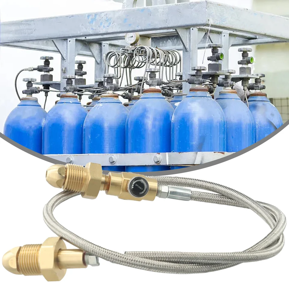 Adattatore Per Ricarica Cilindri Argon G 5/8" RH - Tubo In Acciaio Inox Intrecciato 90 Cm, Per Connettore BS 341 No.3 (UK)