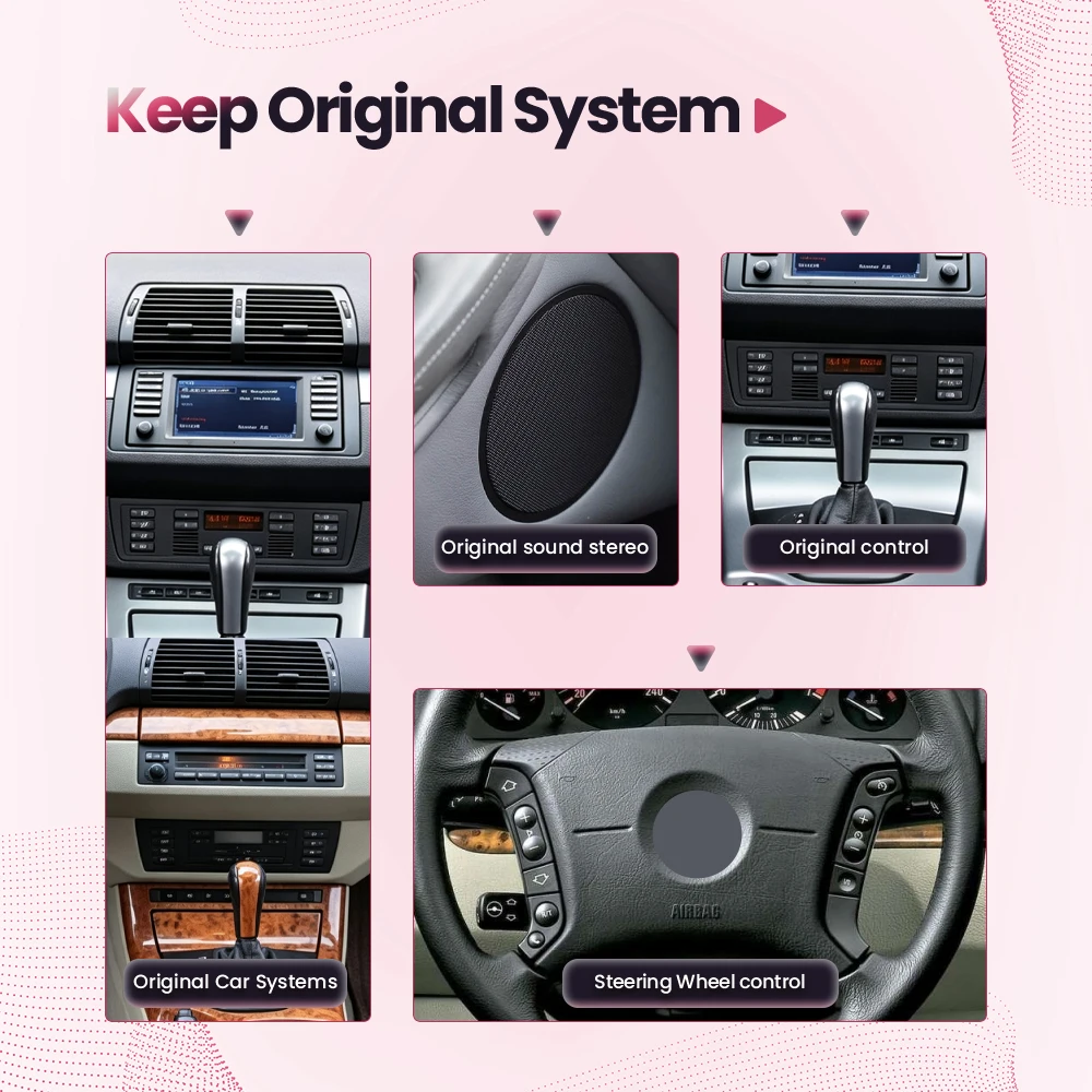 BONROAD Radio de coche de 7 pulgadas para BMW X5 E53 1999-2007, reproductor Multimedia de vídeo para coche, Apple Carplay inalámbrico, Android, RDS, DSP, navegación GPS, pantalla táctil Linux 5