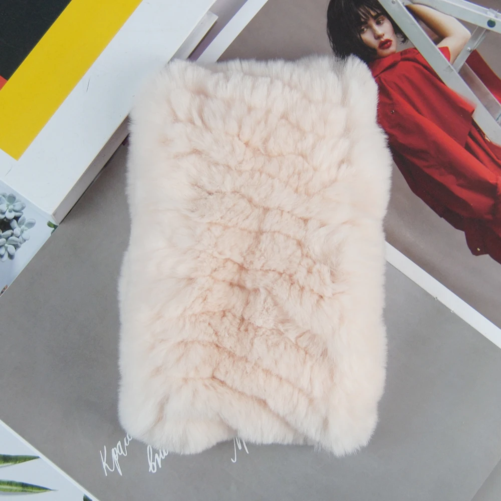thumbnail image 1 of Bufanda de piel auténtica hecha a mano para mujer, bufanda de piel elástica tejida, diademas de piel de conejo Rex auténtica, bufandas de invierno con forma de anillo de piel natural para niñas, 1 of 5
