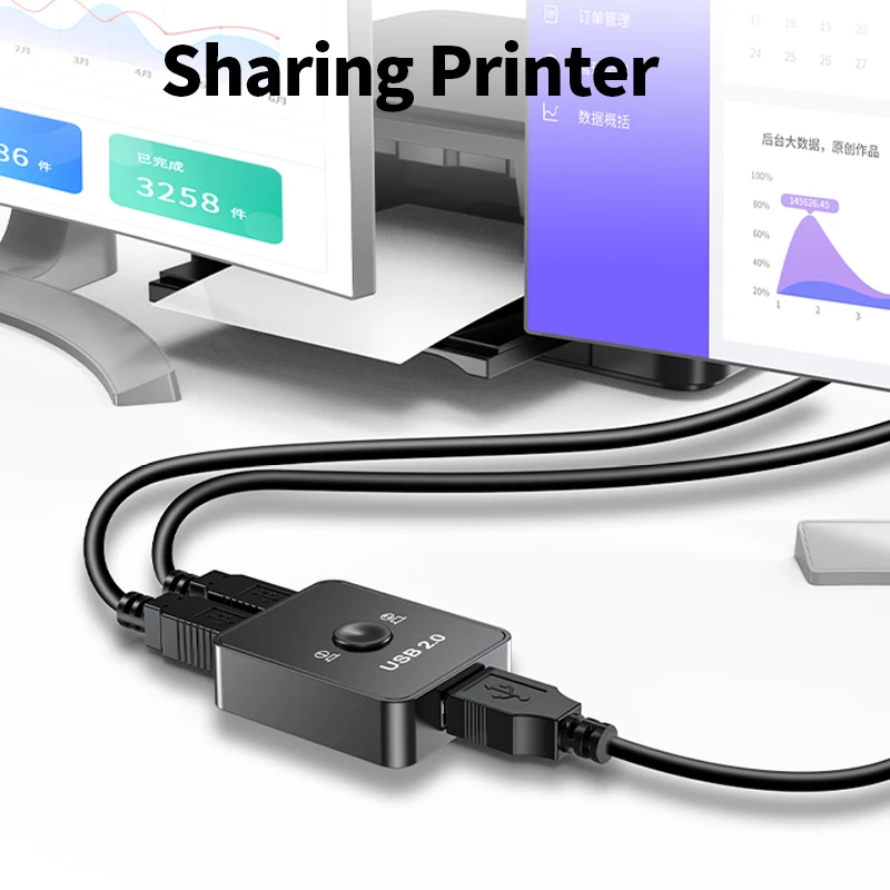 UNNLINK 2 In 1 Out USB Printer Sharing Device Adapter 2 Ports USB 2 Computers Share 1 For Printer Keyboard Udisk Mouse Hard Disk