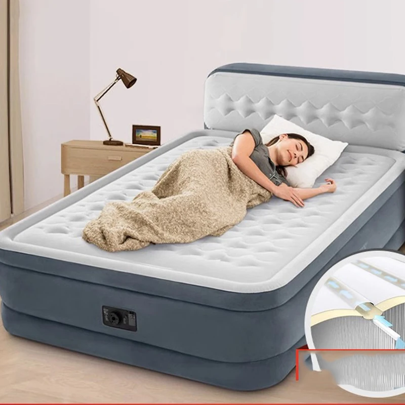 Matelas gonflable à pompe pour couple, lit simple ou double king, mobilier de jardin