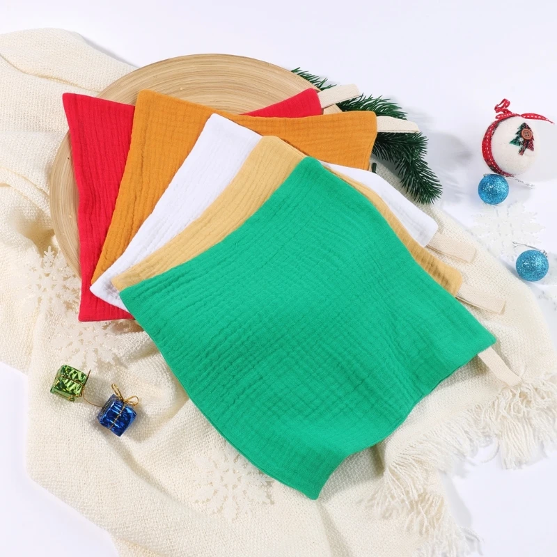 5Pcs Cotton Square Towel for Baby, Gentle Care Newborns Mouth Wipe Cloth Reusable Nursing Bib Infants Burp Cloths