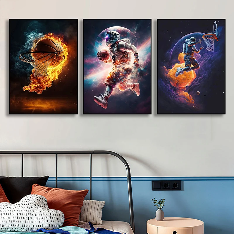Vibrant Basketball Art Prints on Canvas - Colorful Sports Wall Decor