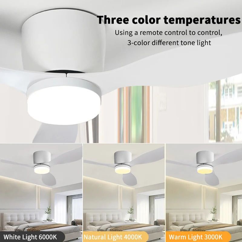 LED Light DC Motor Modern Ceiling Fan Kitchen Living Room Dining Room Household High Air Volume Remote Control Pendant Light 6
