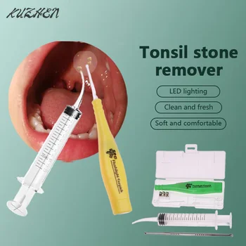 Tonsil Stone Remover Tools Led Light Ear Wax Remover Stainless Steel Earpick With Tips Irrigator Syringe Clean Care Tool 1