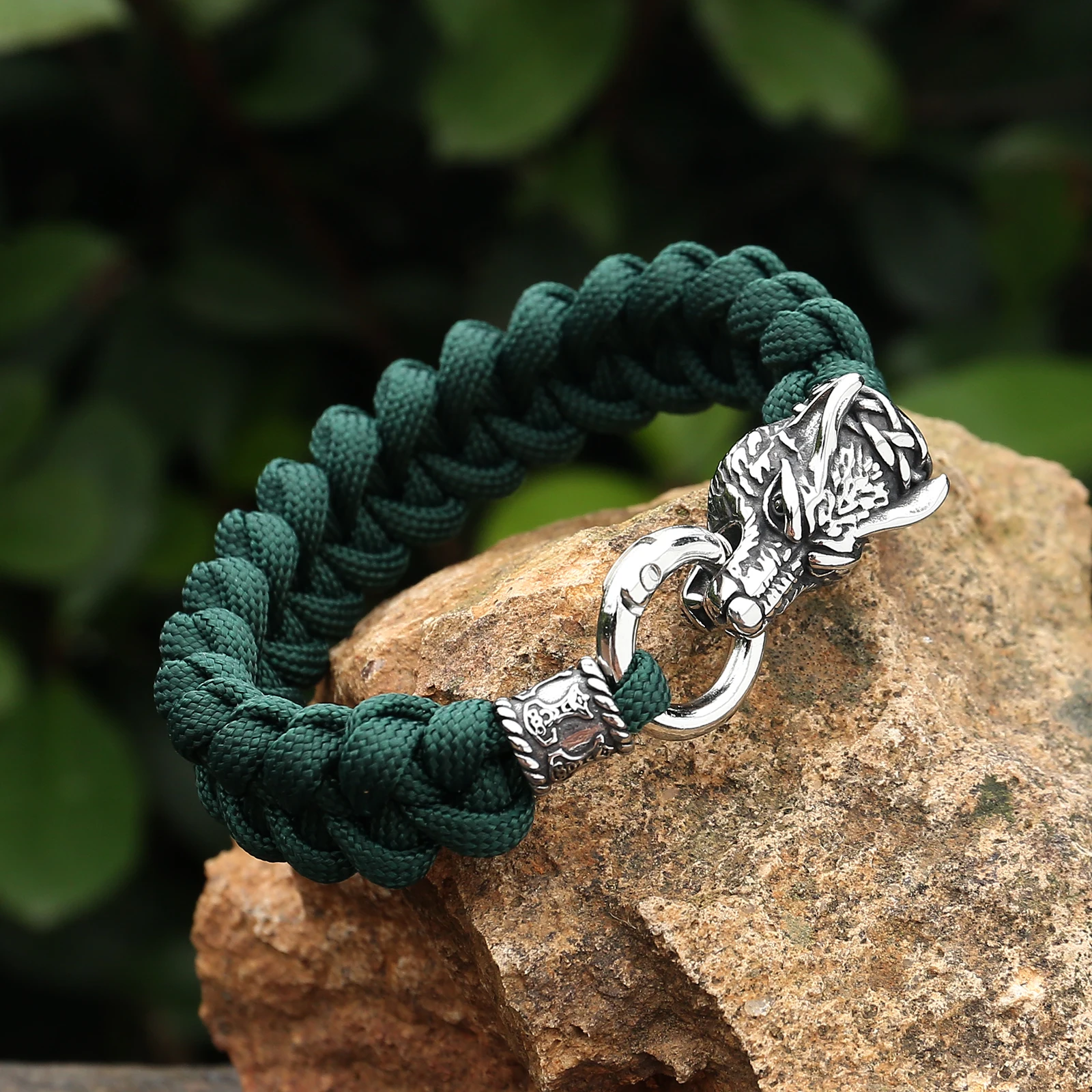 Handmade Paracord Bracelet With Stainless Steel Thor's Hammer and Bead