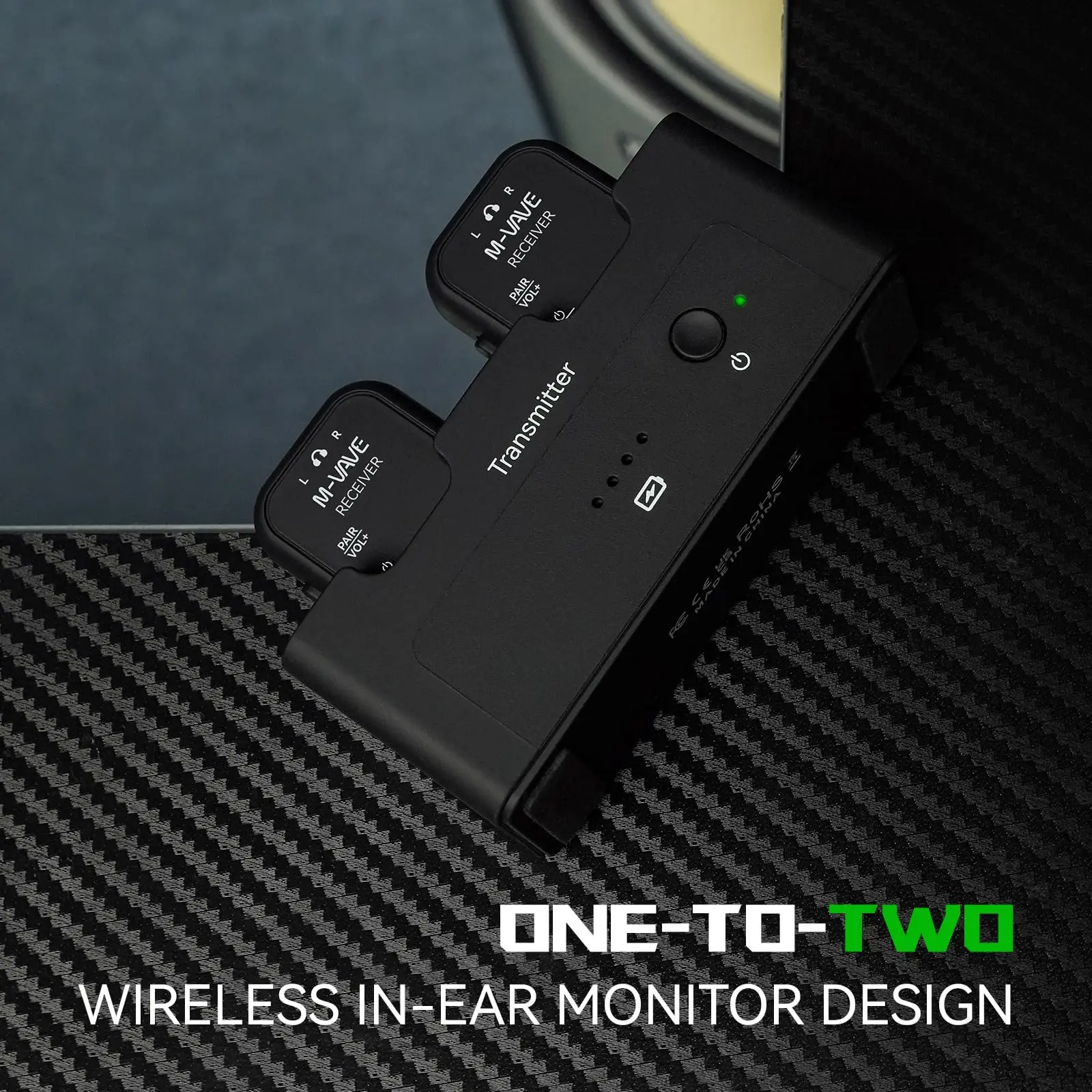 M-VAVE WP-12 2.4GHz Wireless In-Ear Monitoring System 1 Transmitter + 2 Receivers 3ms Ultra-Low Latency 24-Hour Playback wireless earphone monitor
