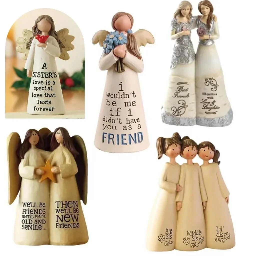 Celebrate Friendship Statue Room Home Decor Resin Angel Statue Sisters Friends Decoration Valentines Day Gift