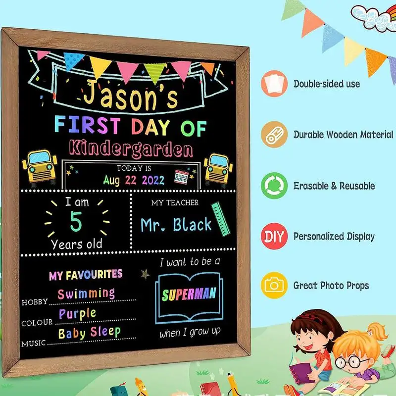 First Last Days Of School Chalkboard 1st Day Of School Sign Reusable Double Sided Back To Board