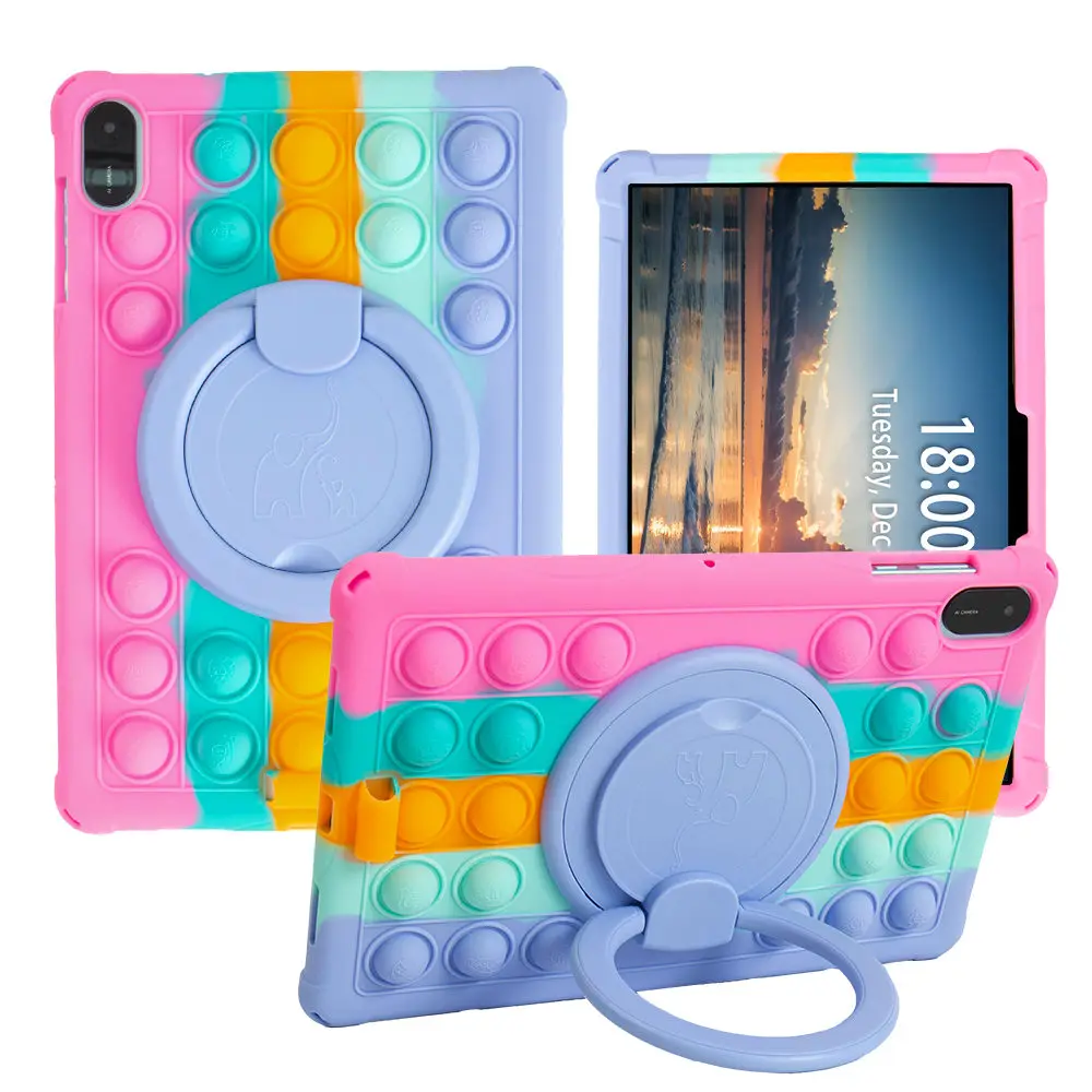 Bubble Pop Rotating Soft Silicone Case - Kids Safe Tablet Stand Cover