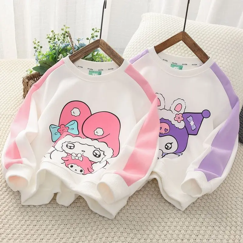 

Кавайная детская повседневная одежда Sanrio, комплект из 2 предметов, милая хлопковая спортивная одежда Kuromi My Melody, штаны для девочек, одежда на весну и осень