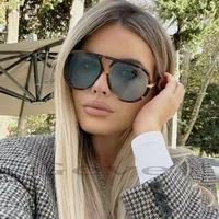 Lunettes de soleil pilote de mode pour femmes, surdimensionnées, Punk, marque de styliste, tendance, rue, métal, Double pont, lunettes 2