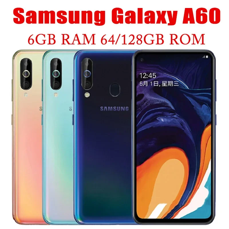 

Оригинальный разблокированный смартфон Samsung Galaxy A60 A6060 с двумя Sim-картами, 6 ГБ ОЗУ, 64/128 Гб ПЗУ, Восьмиядерный процессор Snapdragon 6,3, экран 675 дюйма, 4 камеры