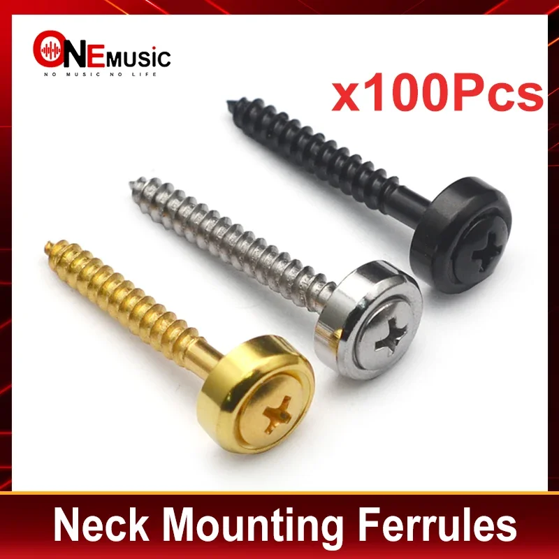 Guitar Neck Joint Plate Screw Bushings Ferrules 100pcs For Neck Mounting With Screws