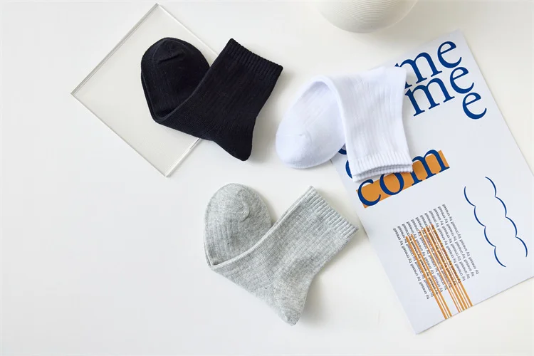 Lawadka Kindersocken Schwarz Weiß Grau Student Sportsocken Für Kinder Frühling Sommer Baumwollsocken Für Mädchen Jungen 1-12 Jahre 2024 – Detail 7
