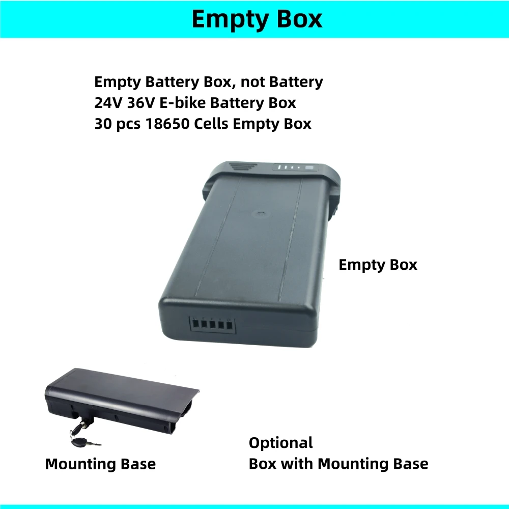 Folding City Bike E-Bike Battery Housing Case - Rear Rack Carrier with Mounting Base (Not a Battery)