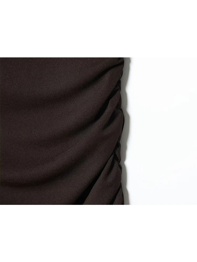 Sexy Slimming Dress For Women Elegant Slash Neck Sleevesless Fashion Folds Dresses Female Solid Temperament Party Long Dress