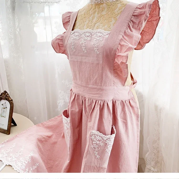 Description Picture 5 of itemFemale Women Apron Cotton Linen Aprons Dress Garden Cafe Kitchen Cooking Florist Palace Style Vintage Fashion Dress Aproning