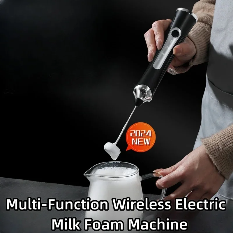 2024 New Hand-Held Wireless Electric Milk Foam Machine 3-Gears Adjustment High-Fficiency Motor Durable 304 Stainless Steel Mixer