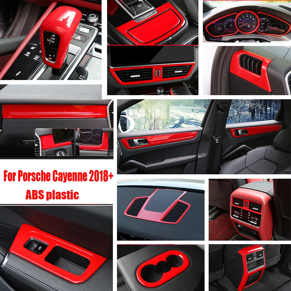 

ABS Accessories For Porsche Cayenne 2018-2022 Car glass Lift Steering Wheel Adjustment Switch water cup door Bowl Cover Trim