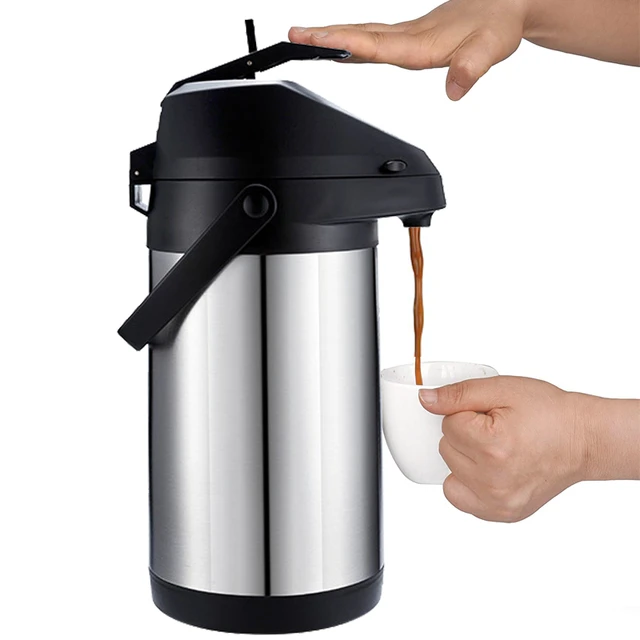 Airpot Coffee Dispenser with Pump - Insulated Stainless Steel