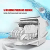 Portable Countertop Dishwasher 5 Programs 3-Cup Water Tank Fruit Veg Basket High Temp Air Dry Lights Function Included LED 4
