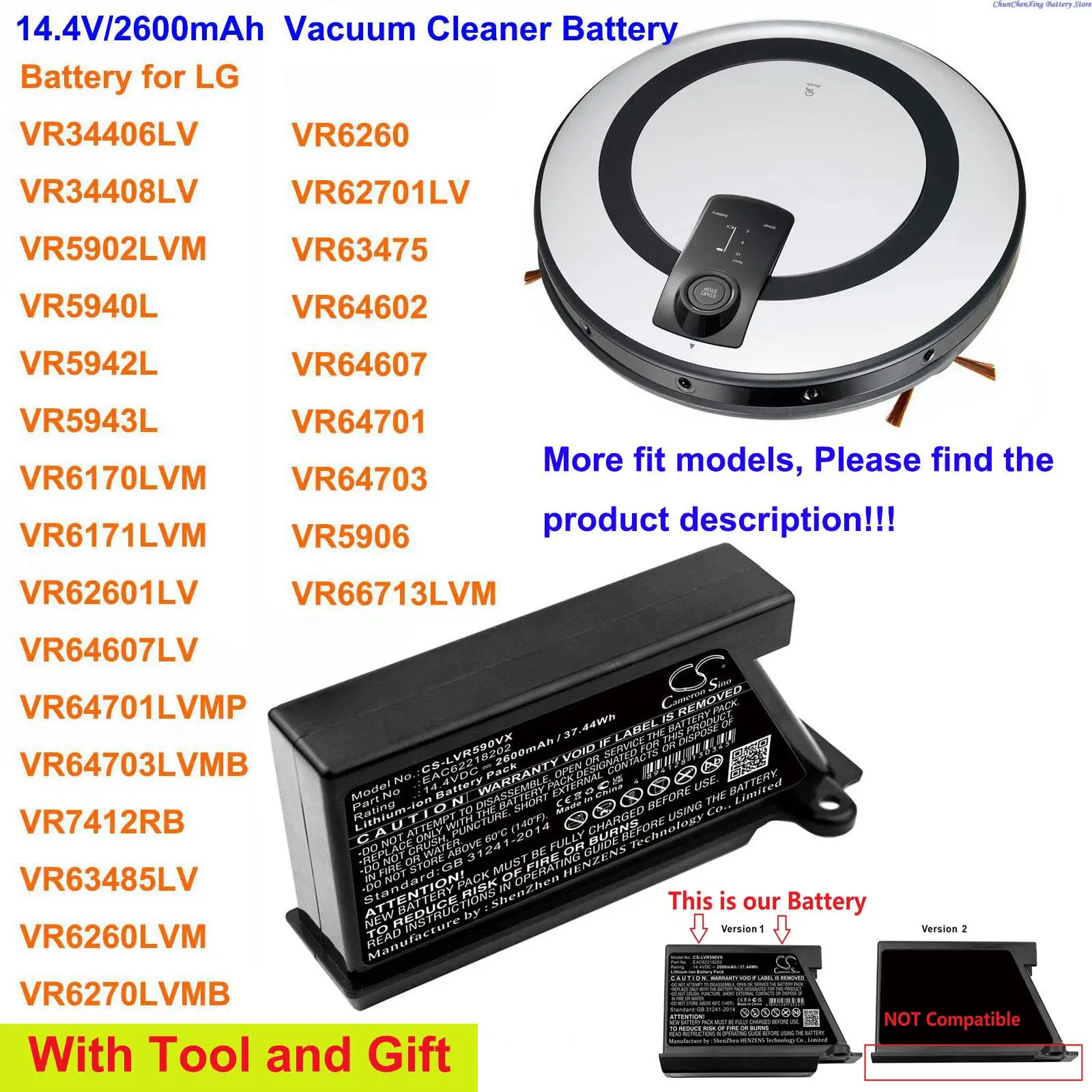 

OrangeYu 2600mAh Battery for LG VR34406LV, VR34408LV, VR5902LVM, VR5940L, VR5942L, VR5943L, VR6170LVM, VR62601LV, VR64607LV