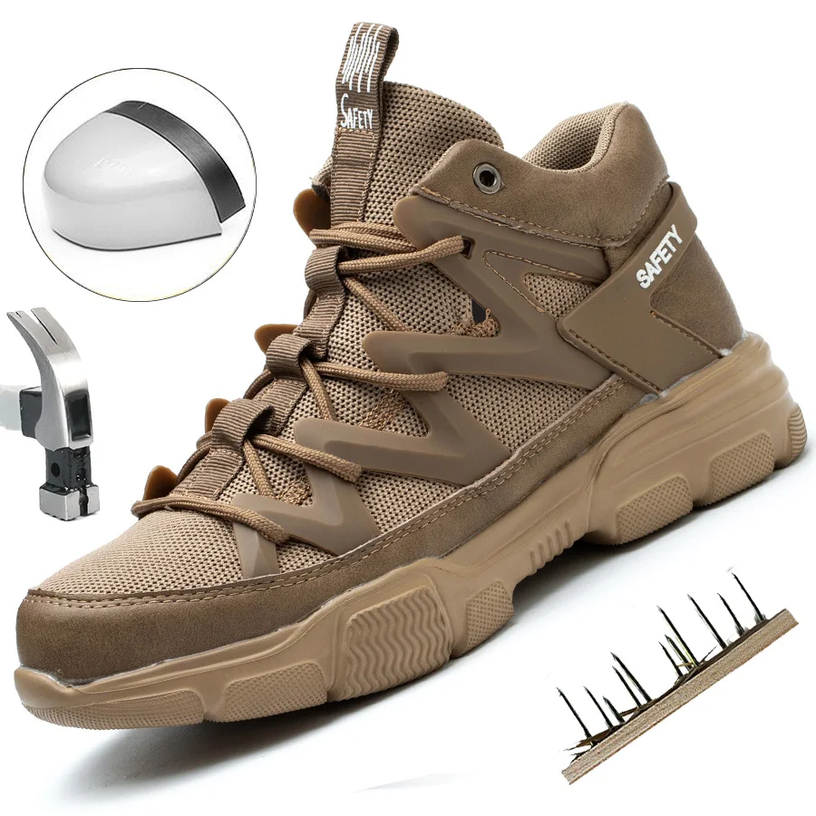 Work Safety Shoes Men Safety Boots Anti-smash Anti-stab With Plastic steel head safety shoes