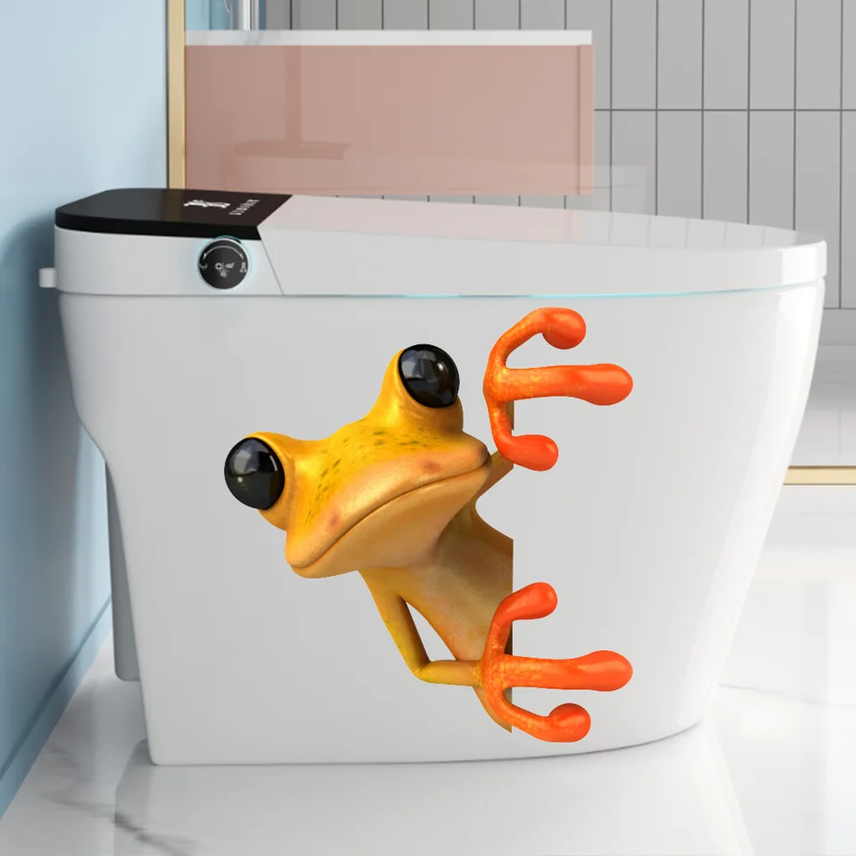 Toilet Stickers Decals 2 Pcs Cute Frog Toilet Tank And Seat Lid Stickers Cartoon Green Fun Frog Saying Toilet Seat Decals Removable Diy Stickers Self Adhesive Home Wall Ceramic Frog Potty