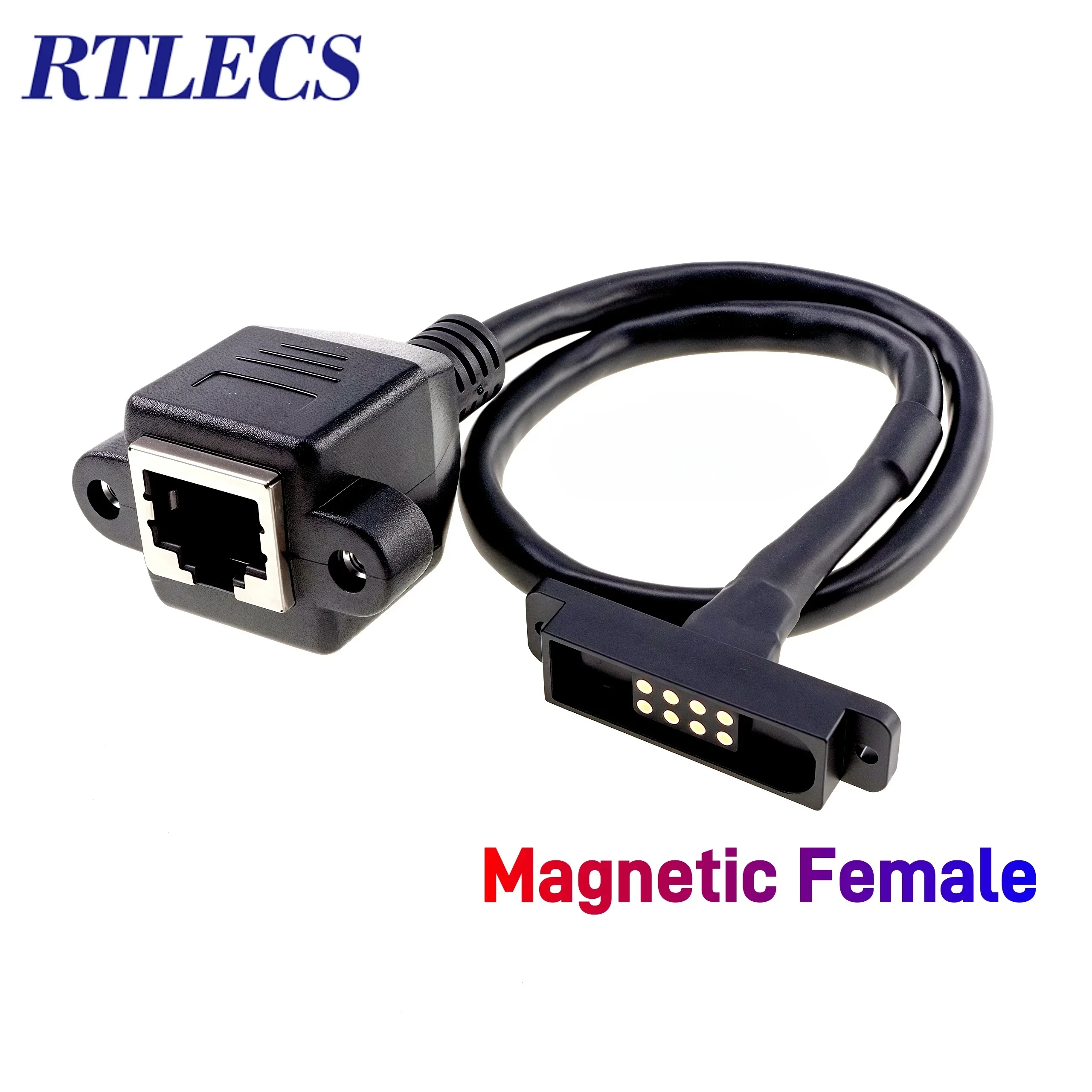 Magnetic Shielded Dual Row Pogo Pin Connector with Twisted-Pair RJ45 Cat5 Wires