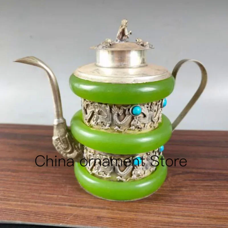 

Белый медный инкрустированный браслет чайник с винным горшком Kettle ручная работа декоративная Швабра