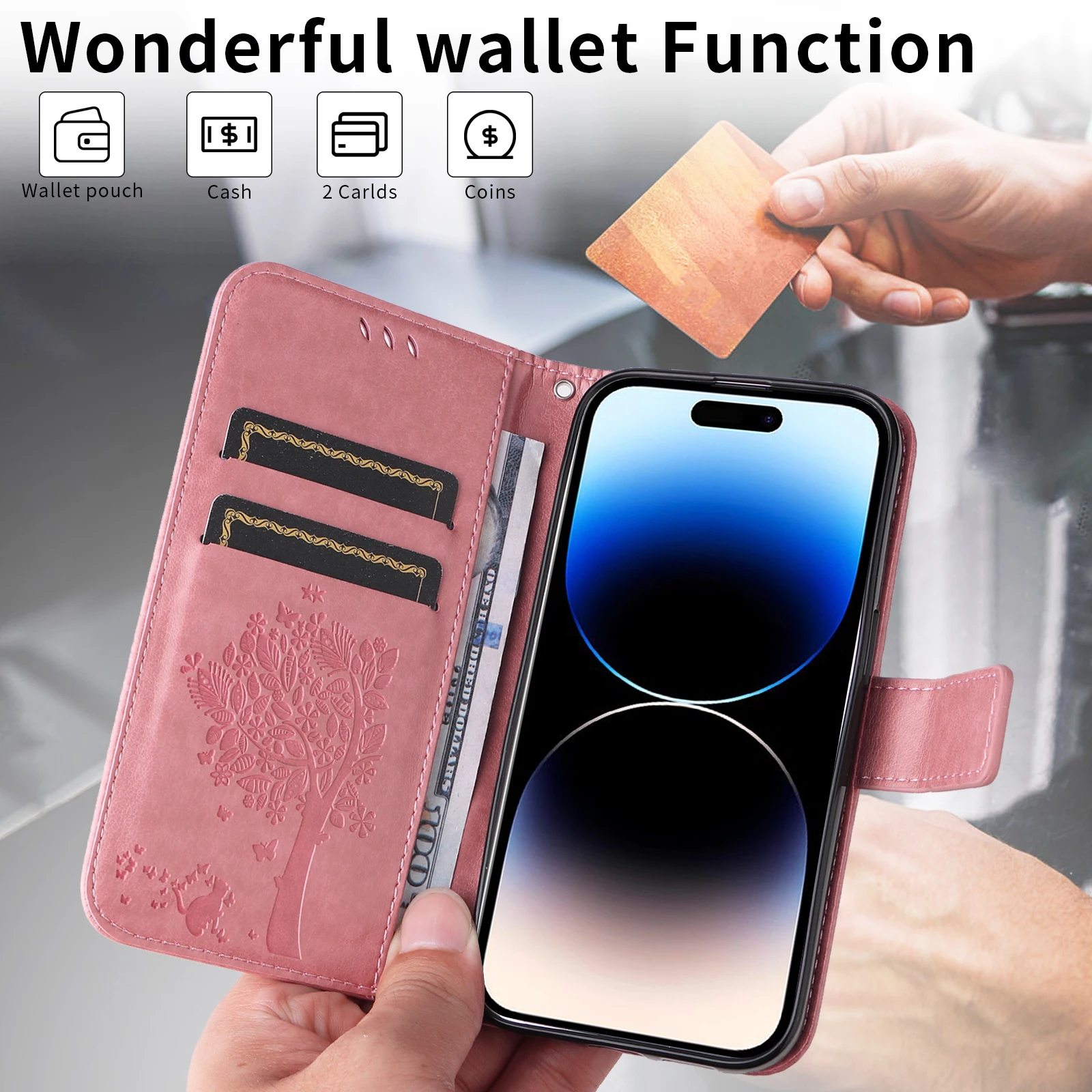 Leather Flip Wallet Phone Case - Universal Fit