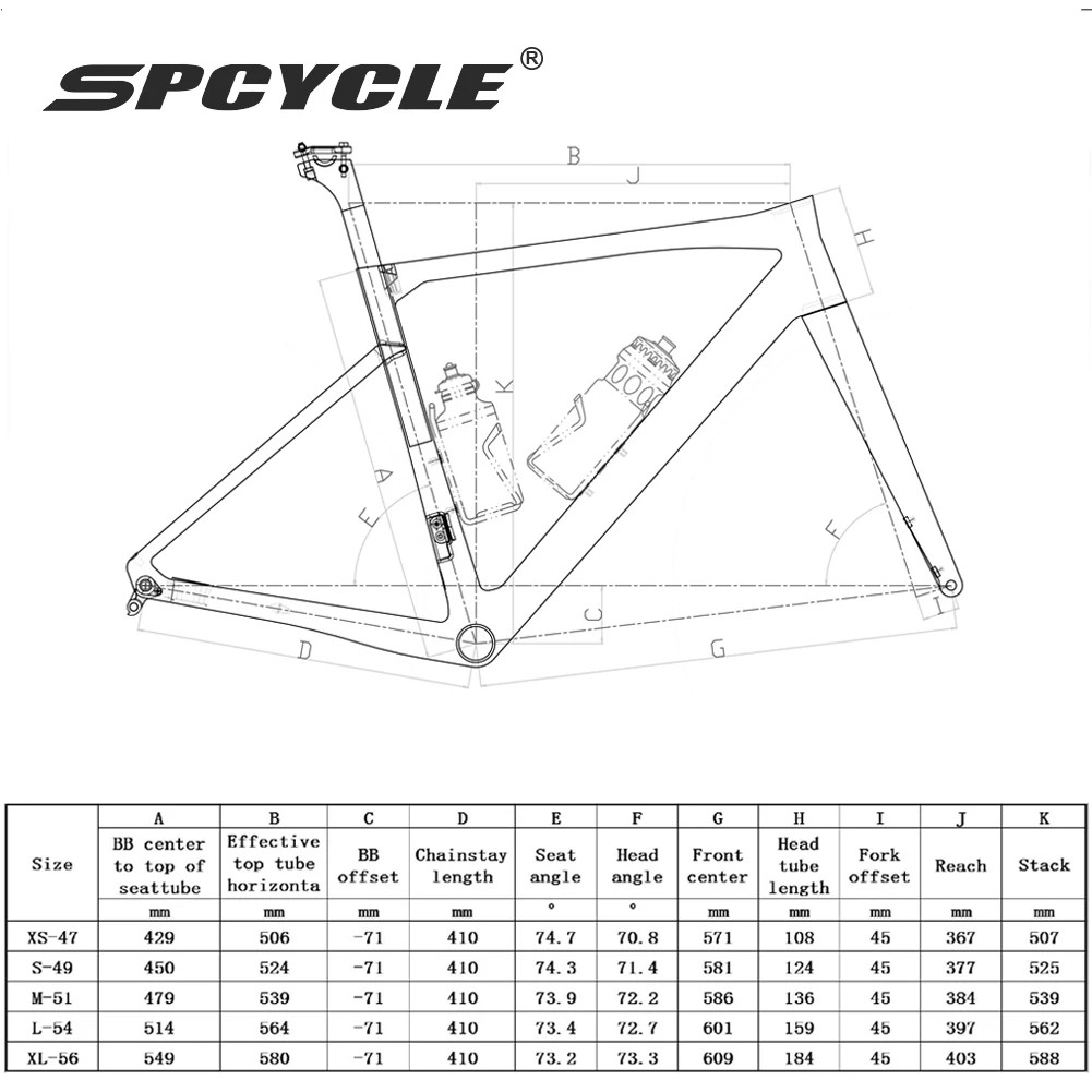 Carbon Road Bike Frame Disc Brake 700*32C Road Frameset Fully Hidden Cable Aero T1000 Carbon Disc Frame