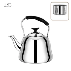 Large Capacity Stainless Steel Whistling Teakettle with Fast Heating Base (1.5L)