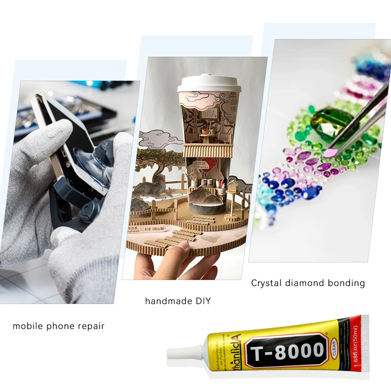 Contact Glue Zhanlida t8000 Clear Contact Glue for Phone Electronic Components Jewelry DIY Plastic Glass with Precision Applicator Tip