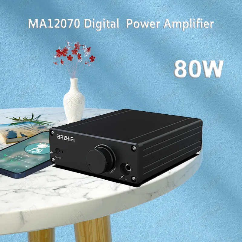 80W + 80W Infineon Ma12070 Amplificatore Di Potenza Audio Digitale Hifi Per Sistema Audio Stereo Domestico Dc15-19V Aux3.5 Altoparlanti Neri Amp