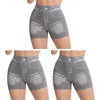 Lot de 3 shorts en jean imitation pour femme, pour fitness, course, sport, gym, entraînement, avec effet froncé aux fesses, leggings de yoga sans couture, culottes gainantes