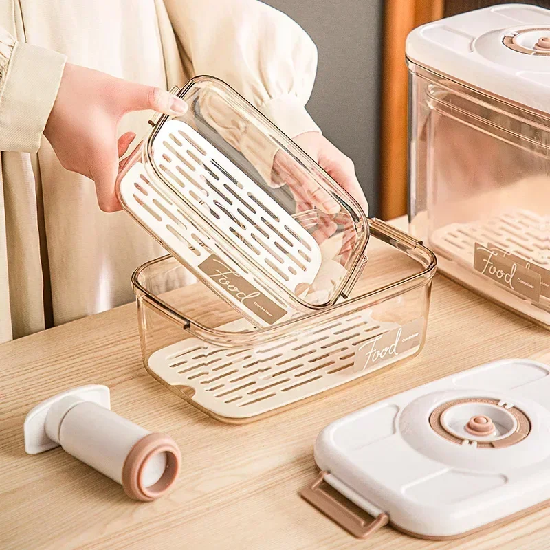 Vacuum Food Storage Box Fresh-Keeping Canister Sealed Storage Container Large Capacity Food Dispenser Kitchen Box kitchen storage box rice storage box food storage container food storage can food storage box storage box