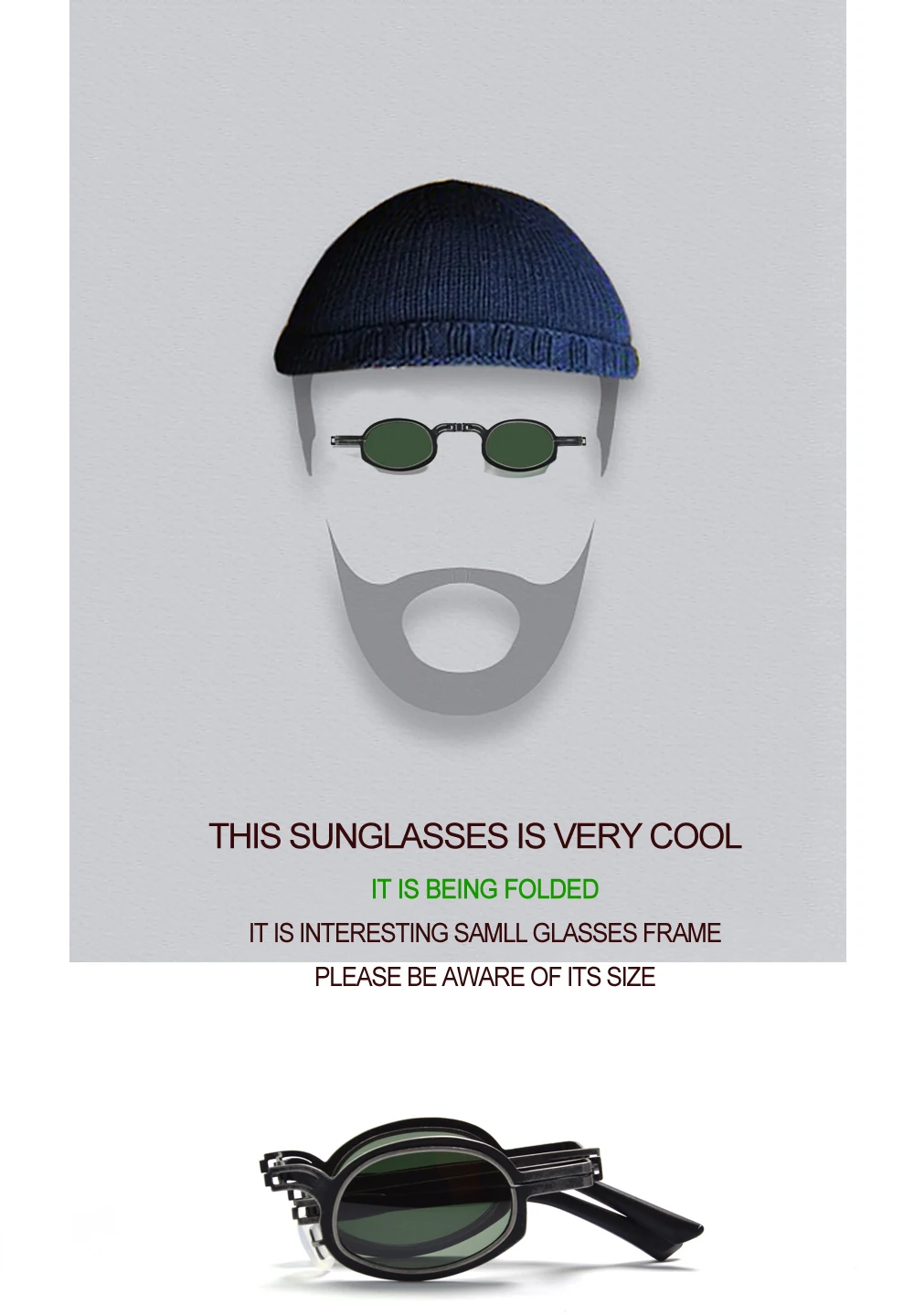 Steampunk Polarisierte Kleine Lustige Sonnenbrille für Männer Metall Faltbare Sonnenbrille Schutz Outdoor Fahrbrille Partybrille für Männer – Detail 1