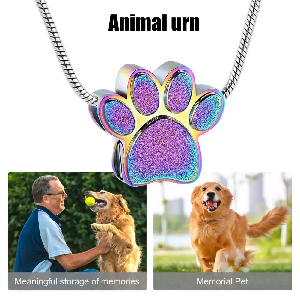 Pet Urn Necklace for Ash Paw Print Cremation Keepsake Mini Urn Pendant Memorial Ash Jewelry for Cat Dog Hair Nails