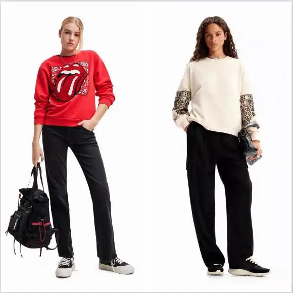 commercio-estero-ordine-originale-spagna-nuove-donne-maglione-casual-allentato-girocollo-patch-stampa-maglione-rosso-senza-cappello