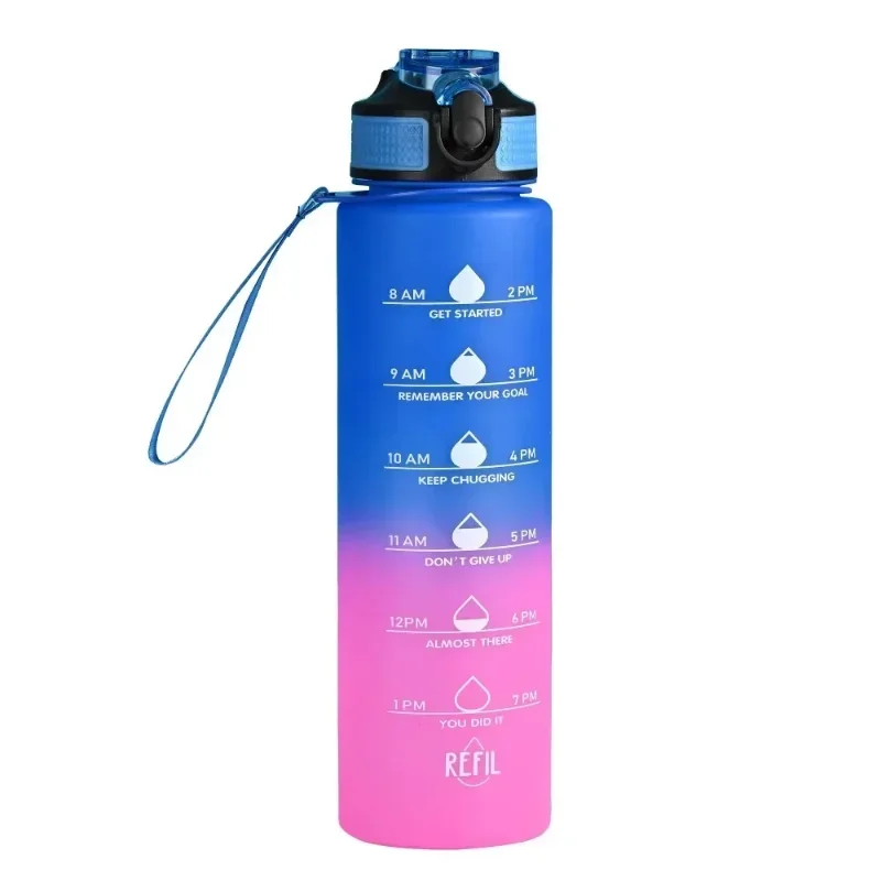 1000ml Sun Gradient Color Suction Cup Space Cup Outdoor Sport Bounce Cap Home Use Outdoor Kettle Plastic Cup New